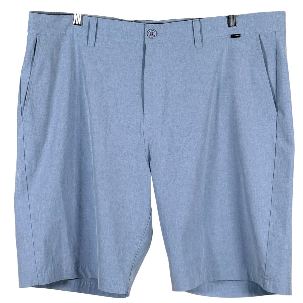 Travis Mathew Golf Performance Short Men 42 Blue Heather Stretch Flat Front read